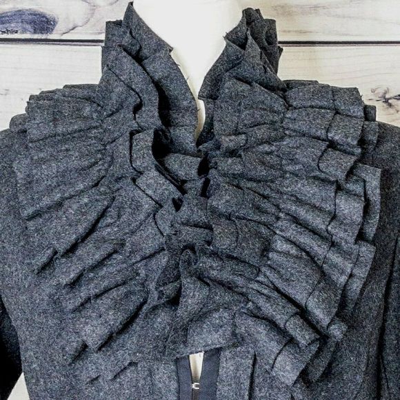 Hinge Gray Ruffle Blazer - Picture 2 of 14